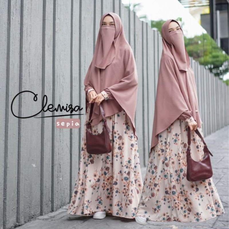 Clemira/Gamis Motif set Syar'i/Gamis set cadar