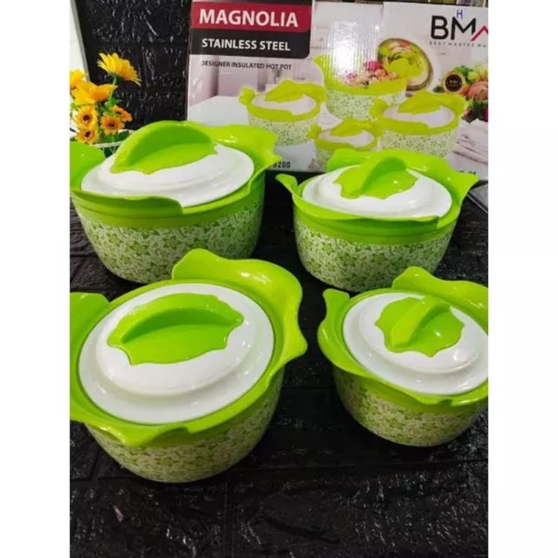 PANCI SET MAGNOLIA ISI 4 BAHAN STAINLESS / FOOD WARMER MAGNOLIA