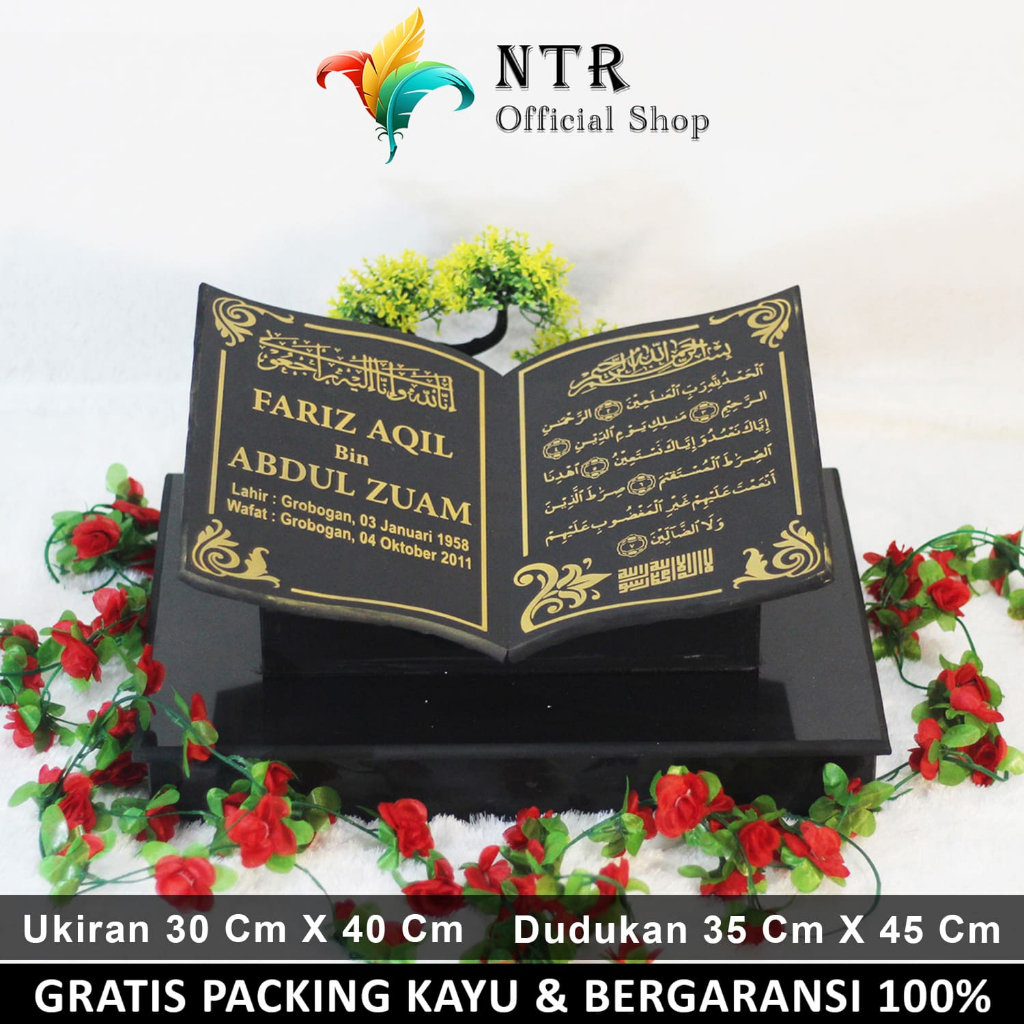 Dudukan Batu Nisan Makam Lengkap Model Bentuk Buku Alquran Kuburan Kijing Maesan Full Set Granit Mar