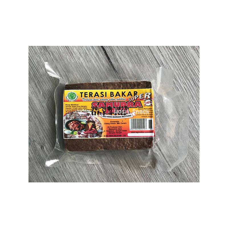 

Terasi Bangka Bakar Super Cap Samudra Jaya - Belacan Udang Rebon Asli Bangka - Terasi Matang Siap Pakai - Trasi Matang Shrimp Paste