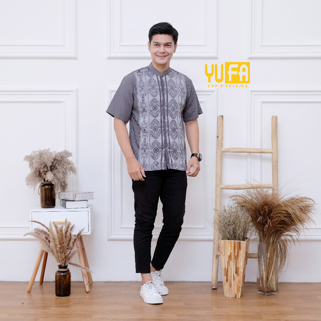 Baju koko dewasa lengan pendek  katun premiun songket yufa