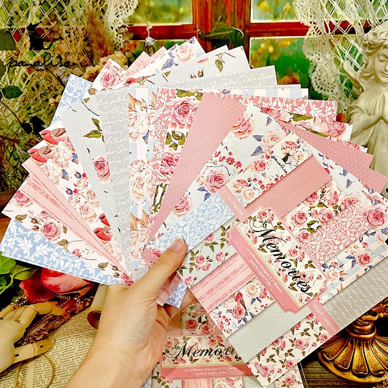 

InJO LovelyCraftStore B13 24pcs/pack Paper Pack (import) 12designs x 2 15x15cm (6 inch), Scrapbook