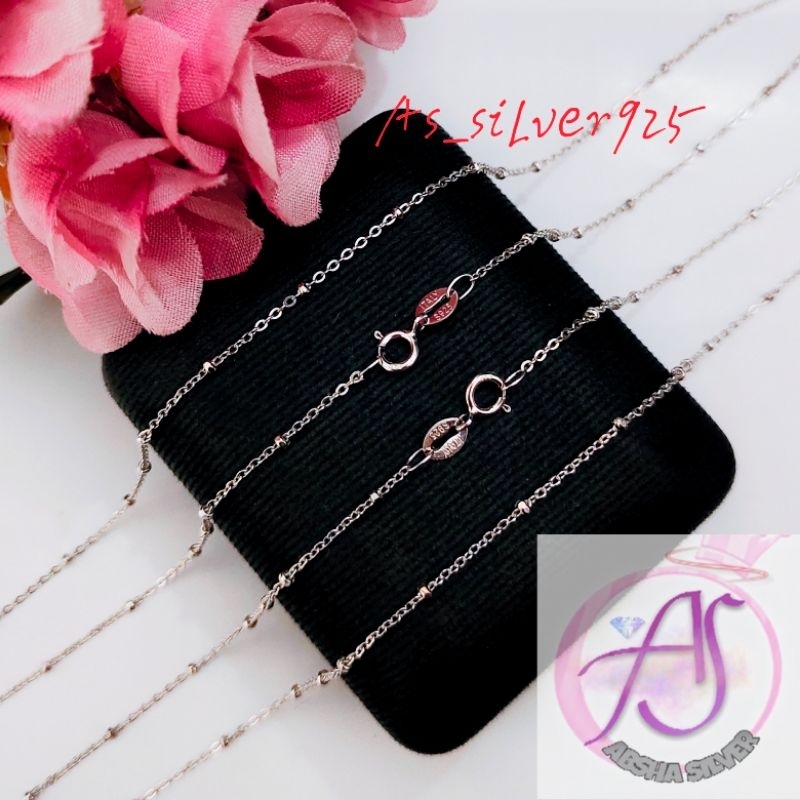 KALUNG ANAK PERAK RANTAI JEDAR 35CM ASLI SILVER 925 LAPIS MAS PUTIH_KALUNG ANAK PEREMPUAN/LAKI