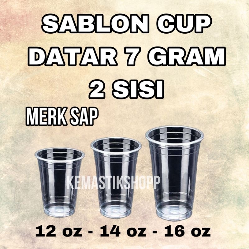 (500 PCS) Sablon Cup Datar 12oz 14oz 16oz 7 gram merk SAP
