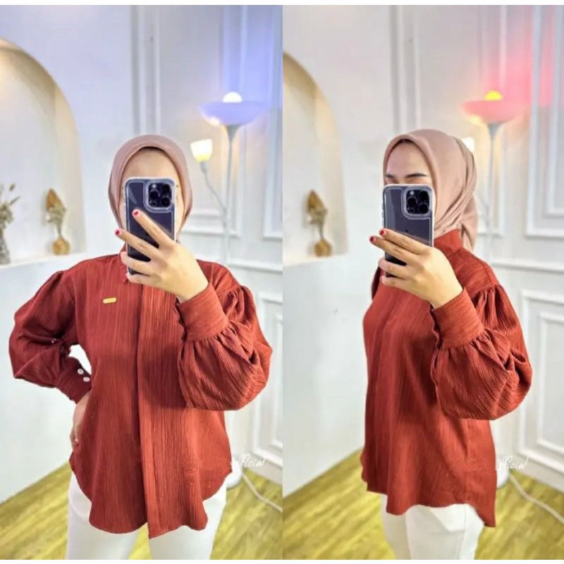 Blouse Wanita Baby Crus Lengan Balon - Kemeja Wanita Oversize - Atasan Wanita Baby Crush - Kemeja Lengan Balon - Pakaian Wanita Terbaru