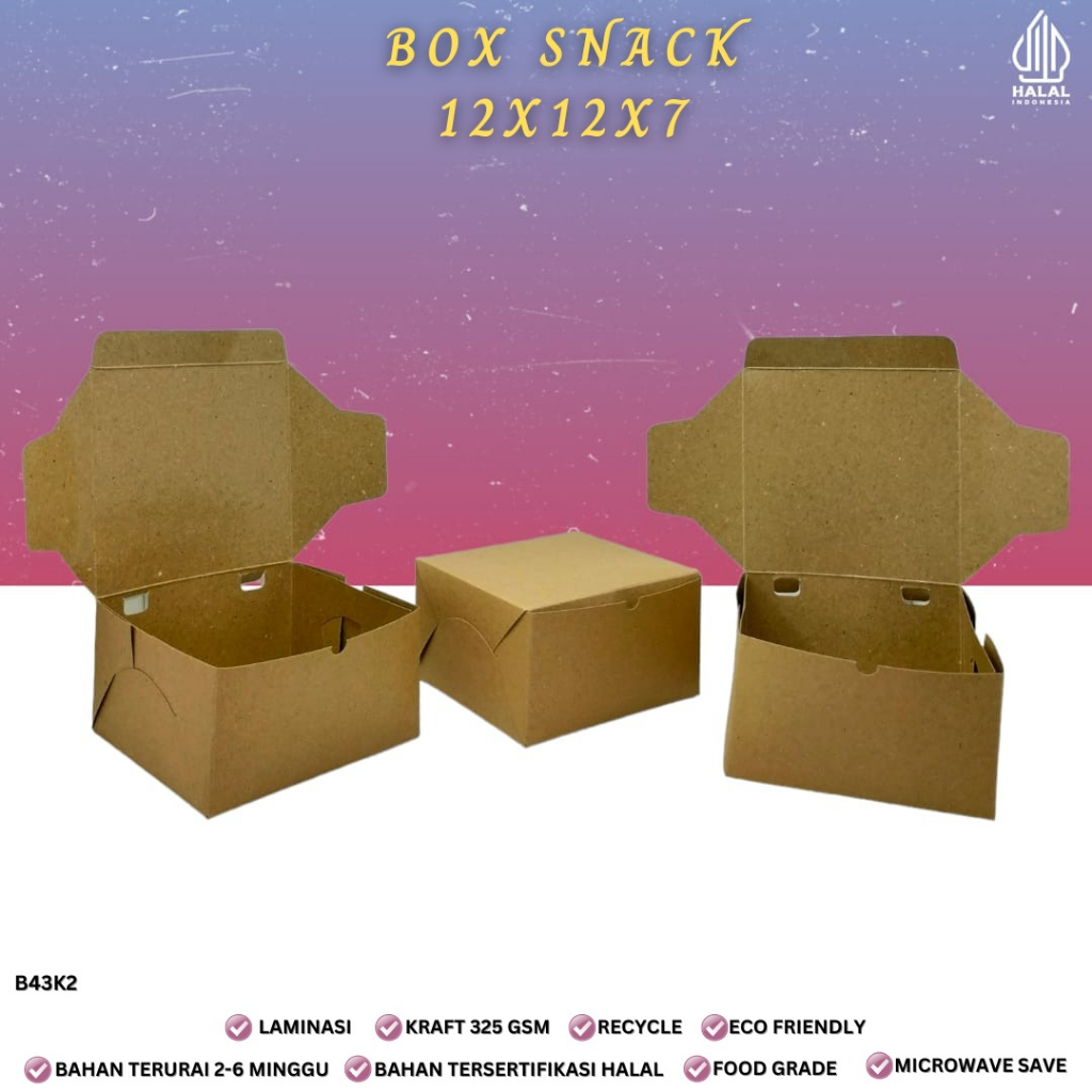Box Snack12x12 Dus Snack 12x12 Snack Box 12X12X7 (B43K2-Laminasi)