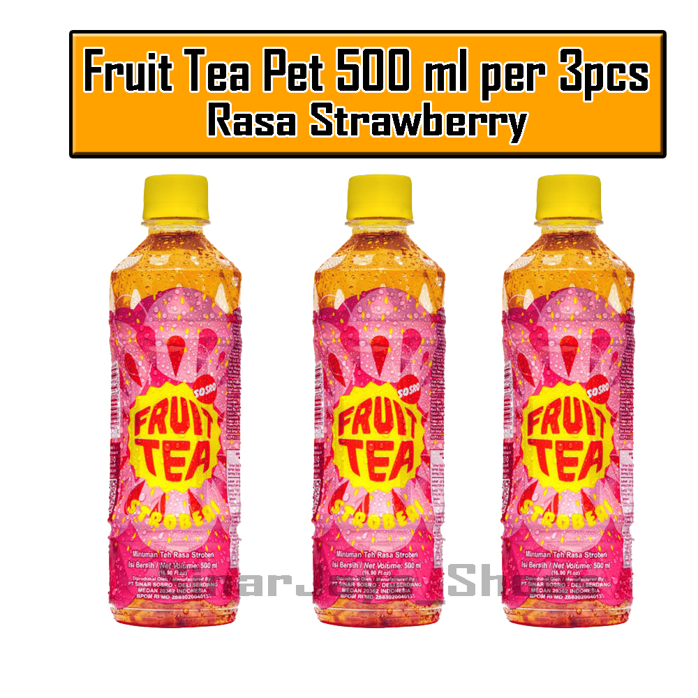 

Fruit Tea Sosro Strawberry pet 500 ml isi 3 Pcs