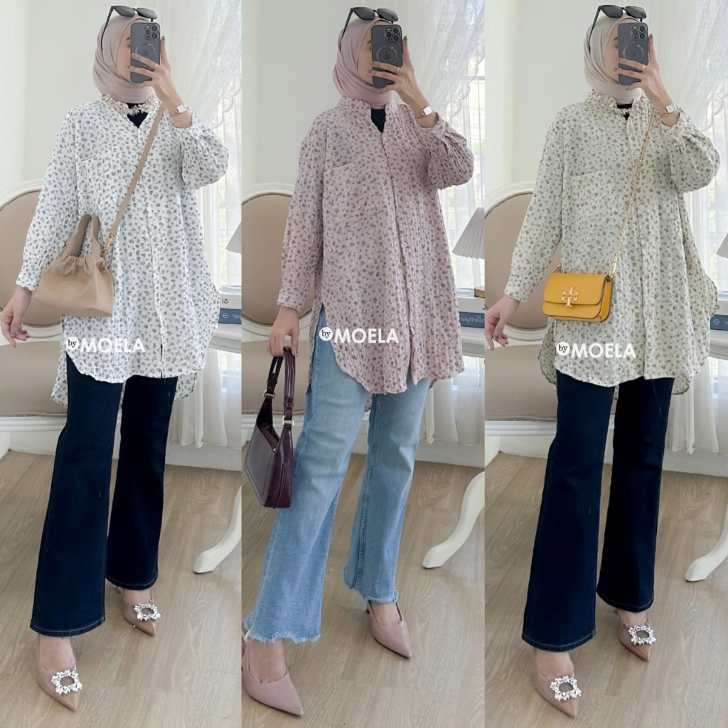 Sipas Tunik By Moela Berlabel / Baju Atasan Tunik Wanita Kekinian Jumbo Crinkle Airflow Premium Moti