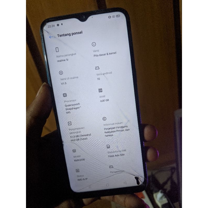 hp minus lcd realme 5i ram 4