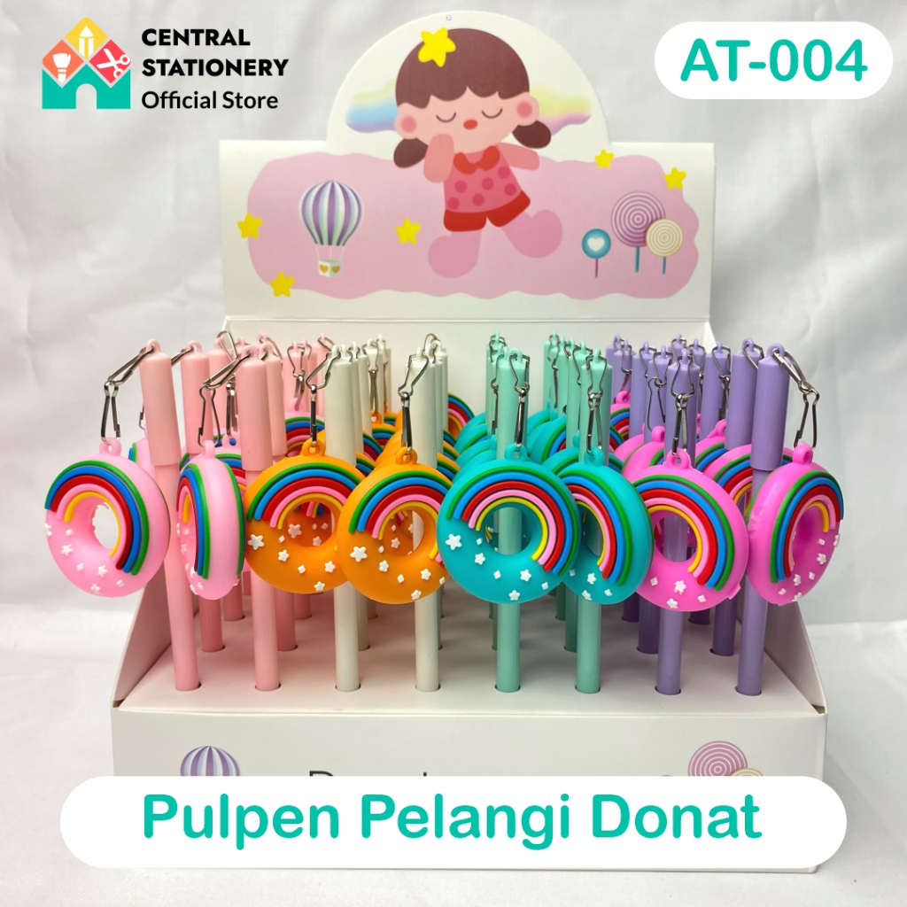 

Pulpen gel gantungan karakter pelangi donat karet AT-004