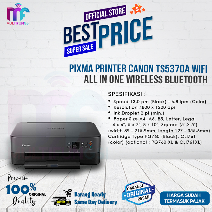 Printer Canon Pixma TS5370A All In One WiFi Bluetooth Garansi Resmi