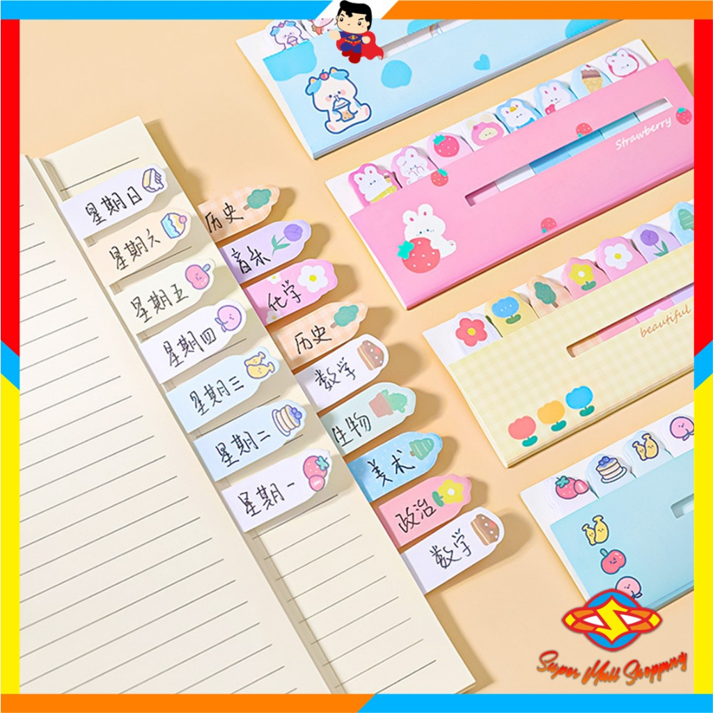 

SMS Sticky Notes Karakter 8IN1 Tempelan Kertas Catatan 120 Lembar Pembatas Buku Karakter Hewan Lucu Penanda Buku Stationery Memo Pad Convenience Cute 8 IN 1