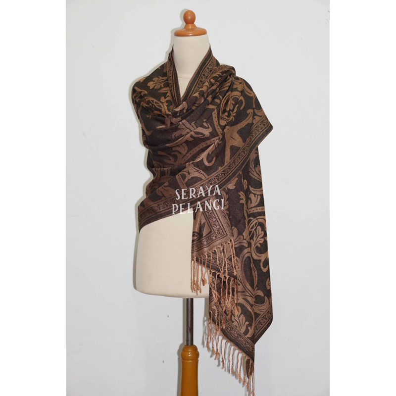 Pashmina Motif Sulur 02 Selendang Scarf Syal Shawl Pasmina Halus Souvenir Hadiah Ulang Tahun Birthda