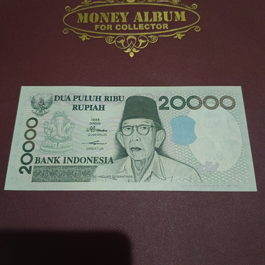 Uang Kuno 20000 Rupiah Ki Hajar Dewantara 1998 UNC GRESS