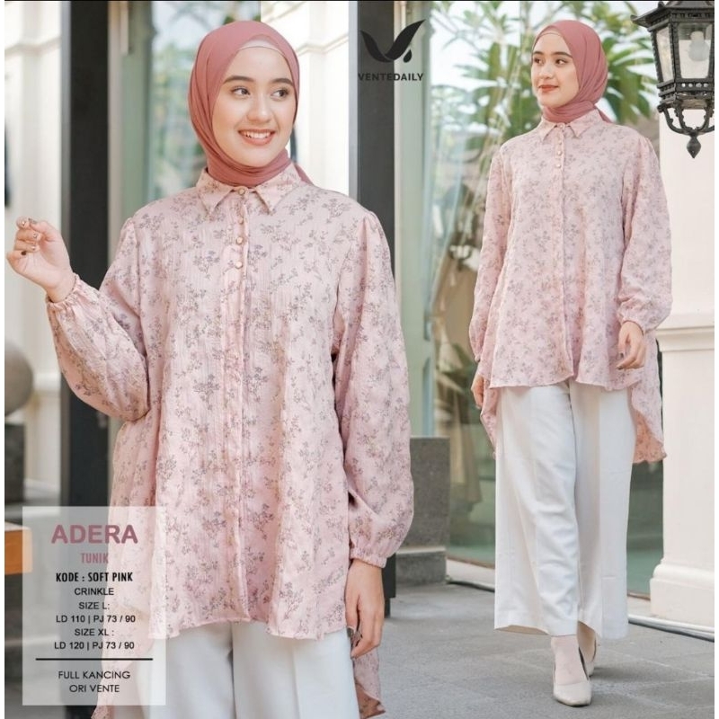 Adera Tunik by Vente Daily | Tunik Crinkle Motif Bunga