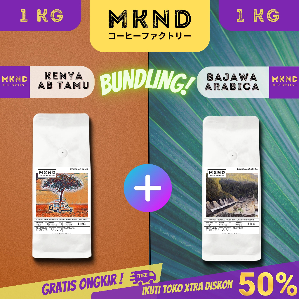 

MKND® BUNDLING HEMAT 2X1KG KOPI ARABIKA FLORES BAJAWA GRADE 1 SINGLE ORIGIN + KOPI ARABIKA KENYA AB TAMU IMPORTED BEANS PROMO DISCON | BIJI BUBUK | SINGLE ORIGIN | PREMIUM COFFE | ROASTED BEANS | MANUAL BREW | COFFE ROASTERY