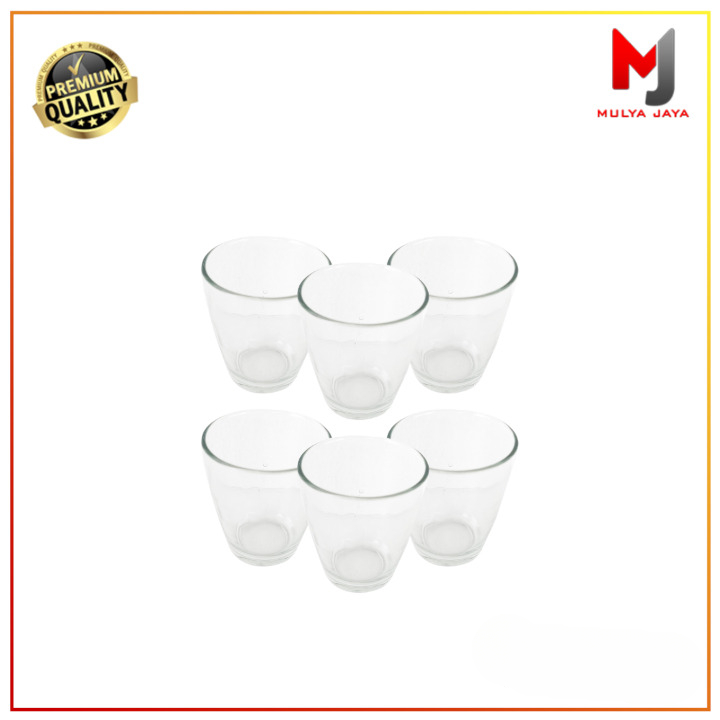 Mulya Jaya Gelas Kopi Kaca Non Gagang Kecil Set 6Pcs Gelas Kaca Transparant