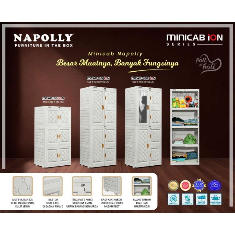 Lemari Napolly Minicab 46 Ion Non Kaca dan Kaca / Lemari Napolly MCAB - 46 ION