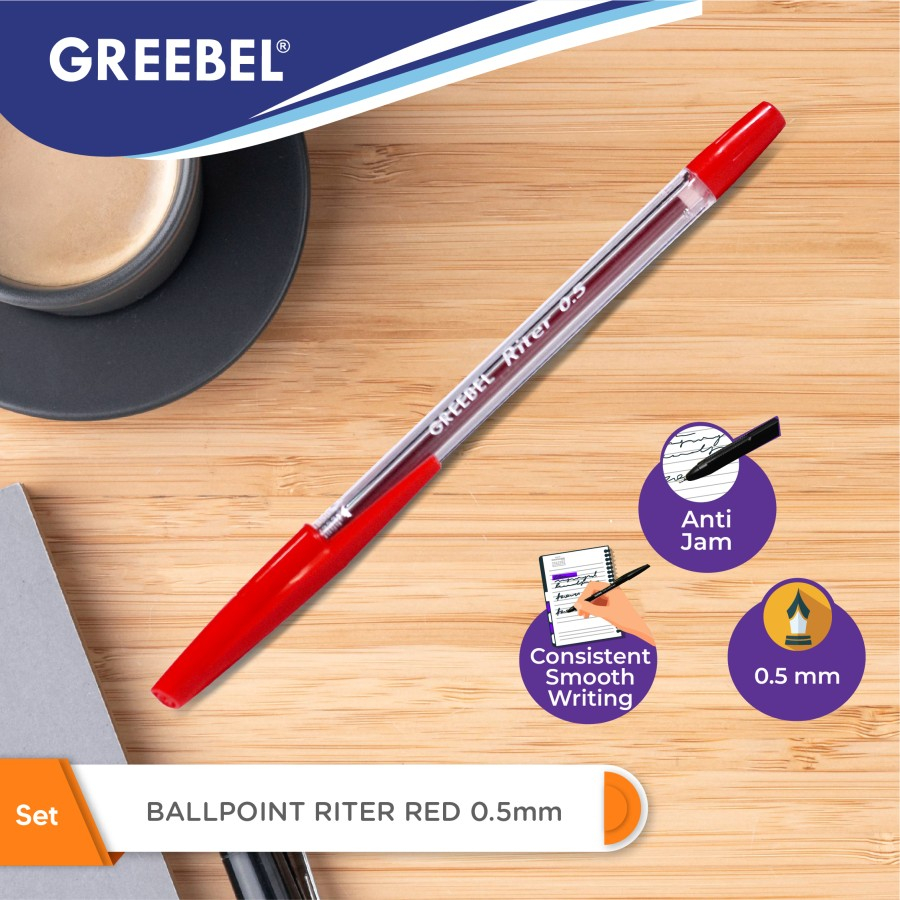 

Ballpen Bolpen Pulpen Ballpoint Merah Greeble Riter 0.5 Red