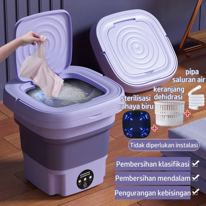 Mesin Cuci Mini Portable Tabung 8L Mesin Cuci Lipat Otomatis Mesin Laundry