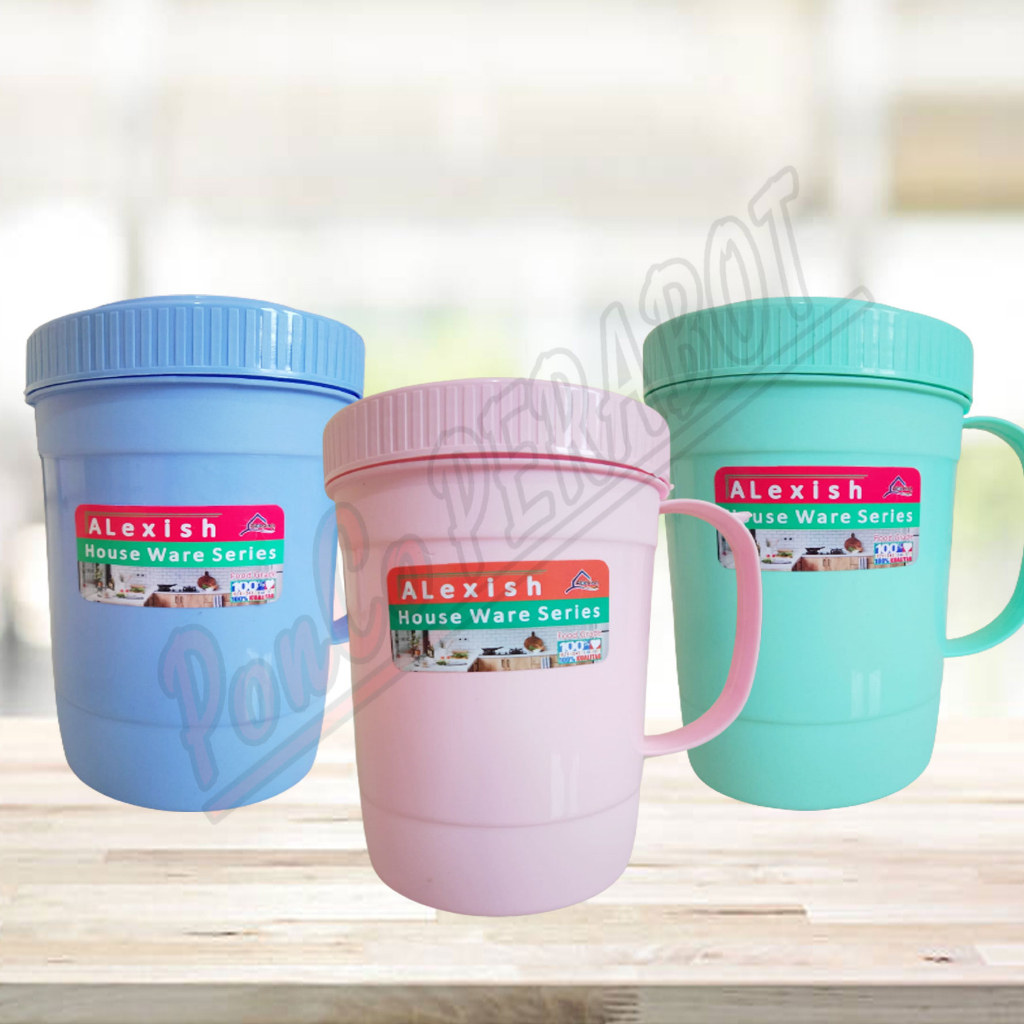 Mug plastik tutup ukuran jumbo benzi / Gelas Jumbo + Tutup