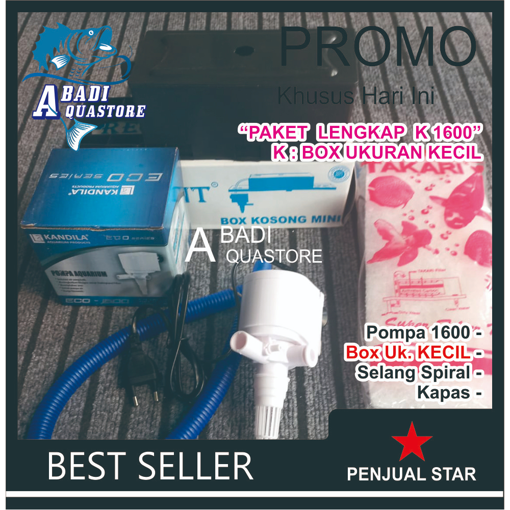 PAKET LENGKAP (K) KECIL 1600 Top Filter Aquarium KECIL & Pompa Aquarium 1600 - HEMAT ENERGY (FREE Bu