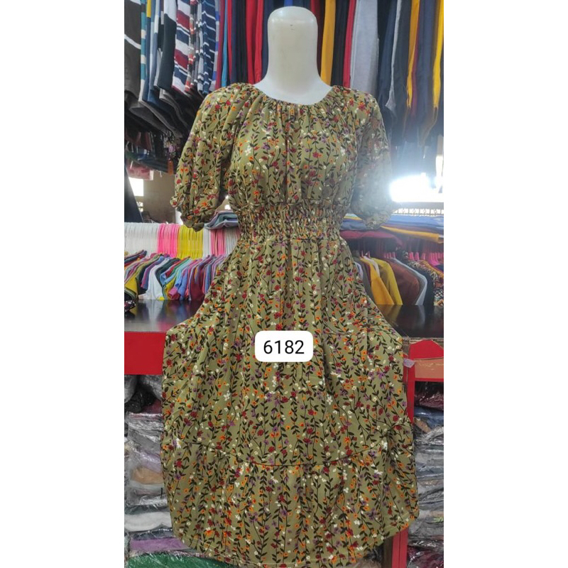 DASTER KERUT PENDEK/DASTER KERUT DADA BALI / ALL SIZE L WARNA RANDOM BAHAN RAYON MOTIF BUNGA GANTUNG