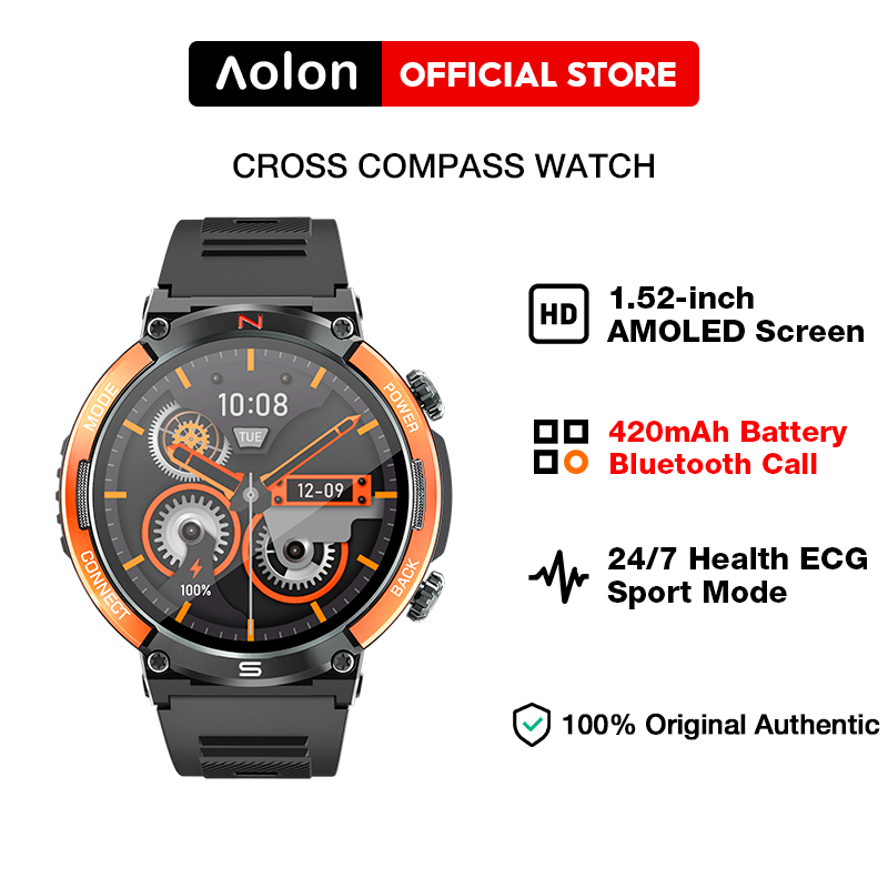 Aolon 2024 Cross Men Smart Watch Bluetooth Call Waterproof Smartwatch for Android iOS Sports Smart Watches With Compass