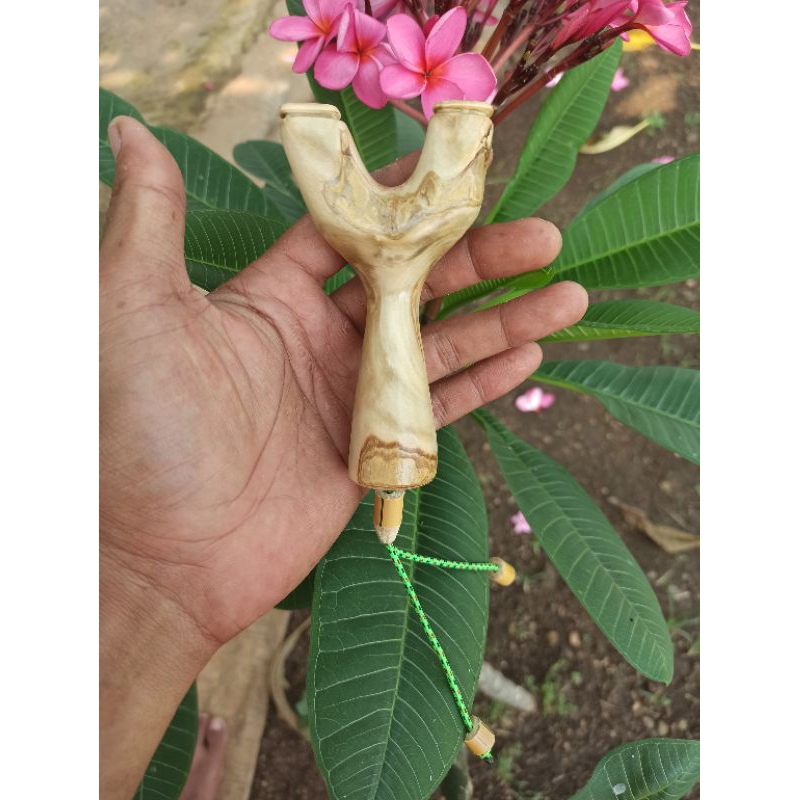 Frame ketapel OTT dari bahan kayu buah duku motif alami - bonus karet ketapel 0.8mm