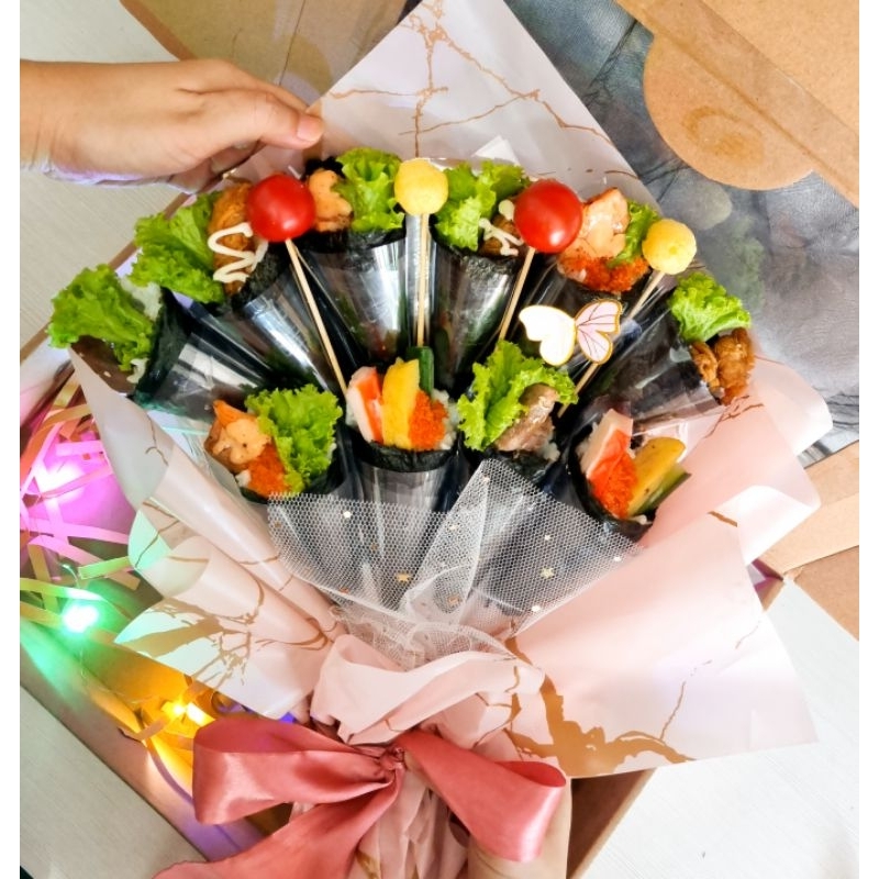 Birthday sushi cake bouqet (bunga)