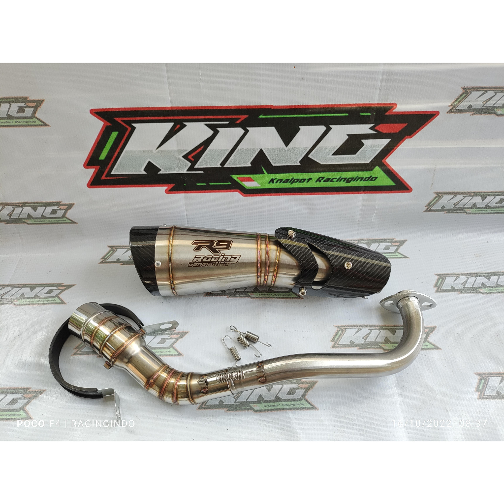 knalpot racing r9 h2 ss nmax aerox pcx adv vario 160 mio m3 mio j mio sporty genio dll