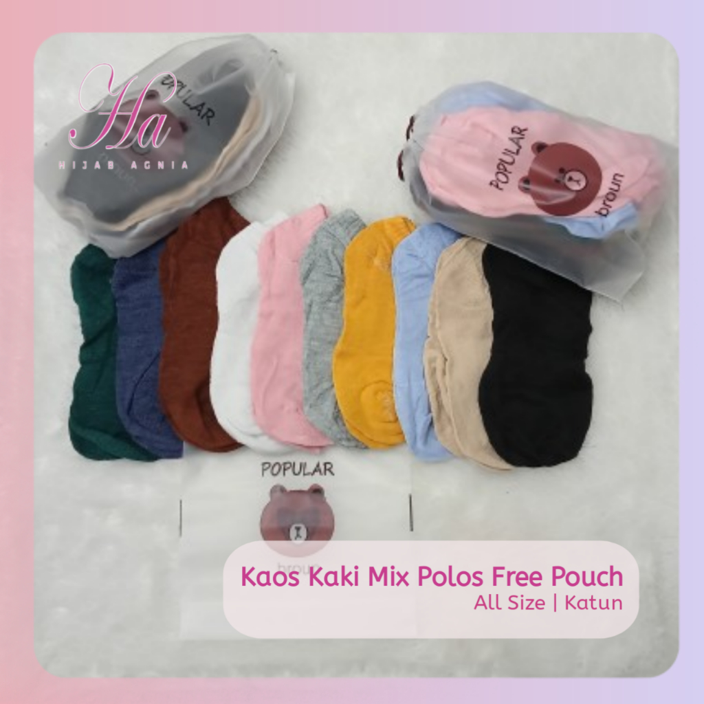 Kaos Kaki Pendek Warna Lengkap - Free Pouch (Warna Mix)