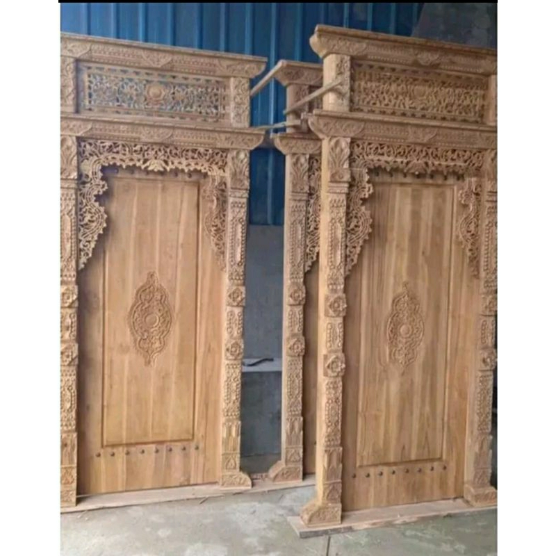 pintu gapura gebyok/pintu kamar/pintu rumah kayu jati ukir Jepara