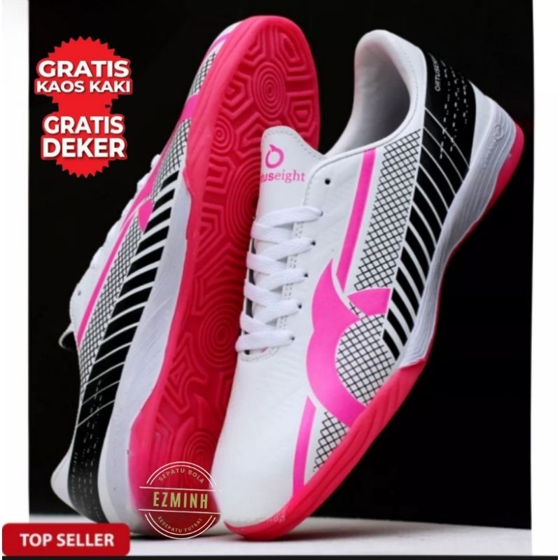 996543 (Bayar Di Tempat) SEPATU FUTSAL PRIA ORTUS_ ORTUSEIGHT_ _LIBERTE PUTIH PINK TERLARIS