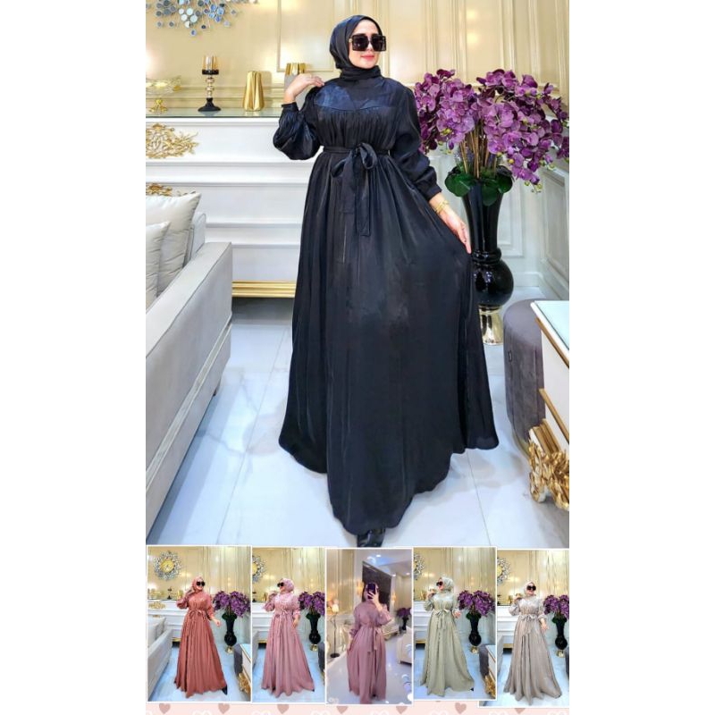 Gamis Shimmer ori Turki Free Pashmina dan Belt Original by SYAFEERA