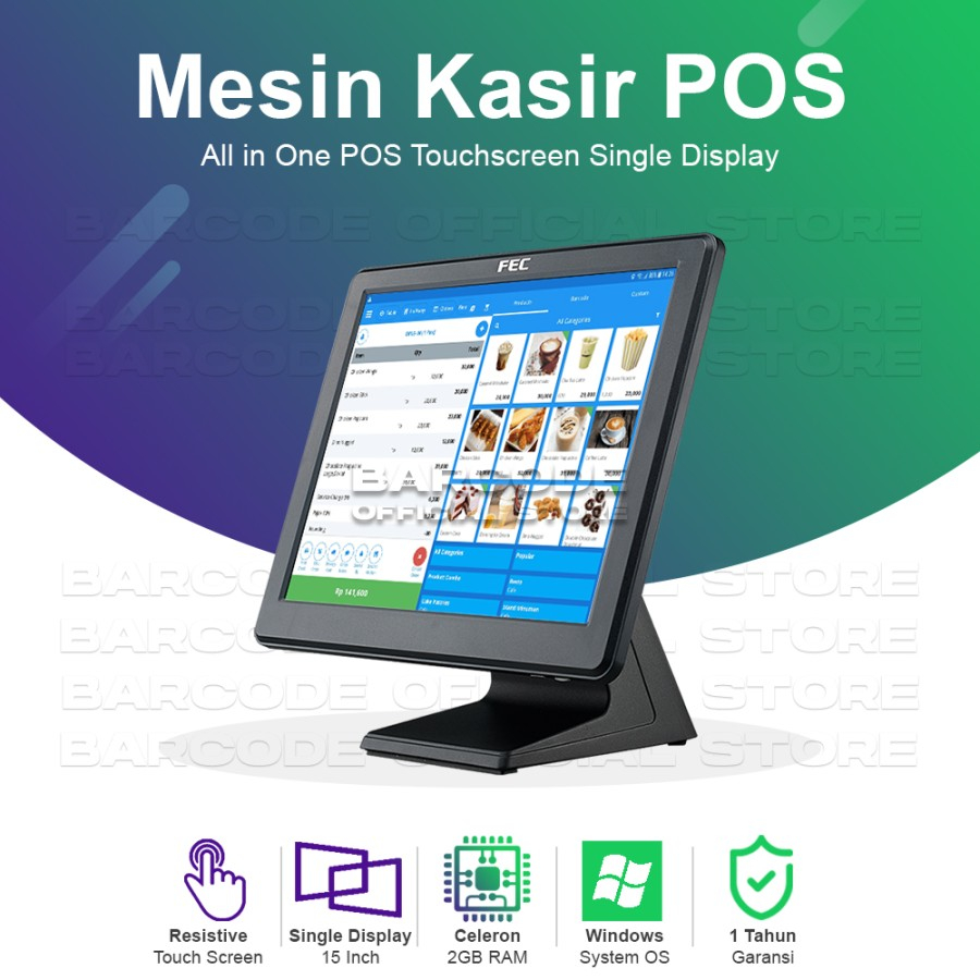 FEC PP 9635C Mesin Kasir Touchscreen Windows Komputer Resto Cafe Retail POS