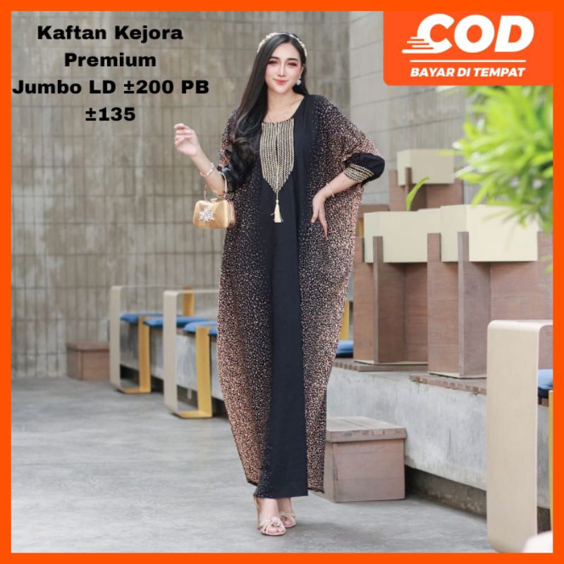 (COD) JUMBO KAFTAN KONDANGAN KAFTAN KEJORA MODEL BARU RAYON TEBAL Kaftan Lebaran Mewah Gamis Terbaru