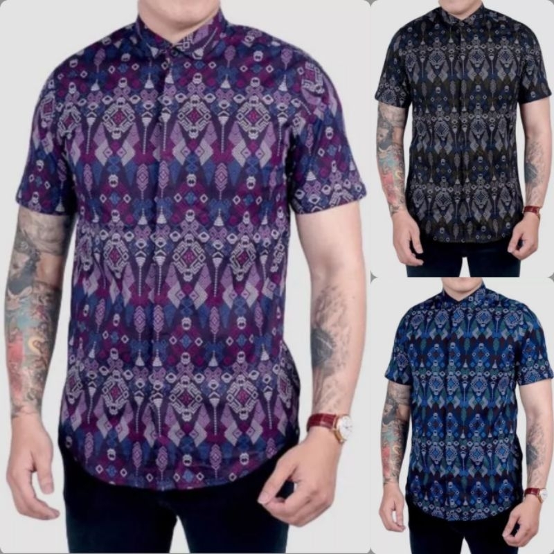 Kemeja Batik Pria Songket Lengan Pendek Batik Pendek Batik Songket Premium
