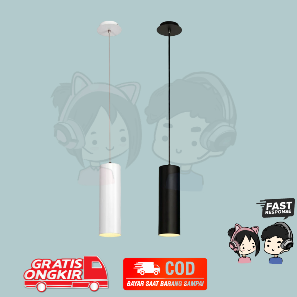 Lampu gantung tabung minimalis cafe meja makan bar
