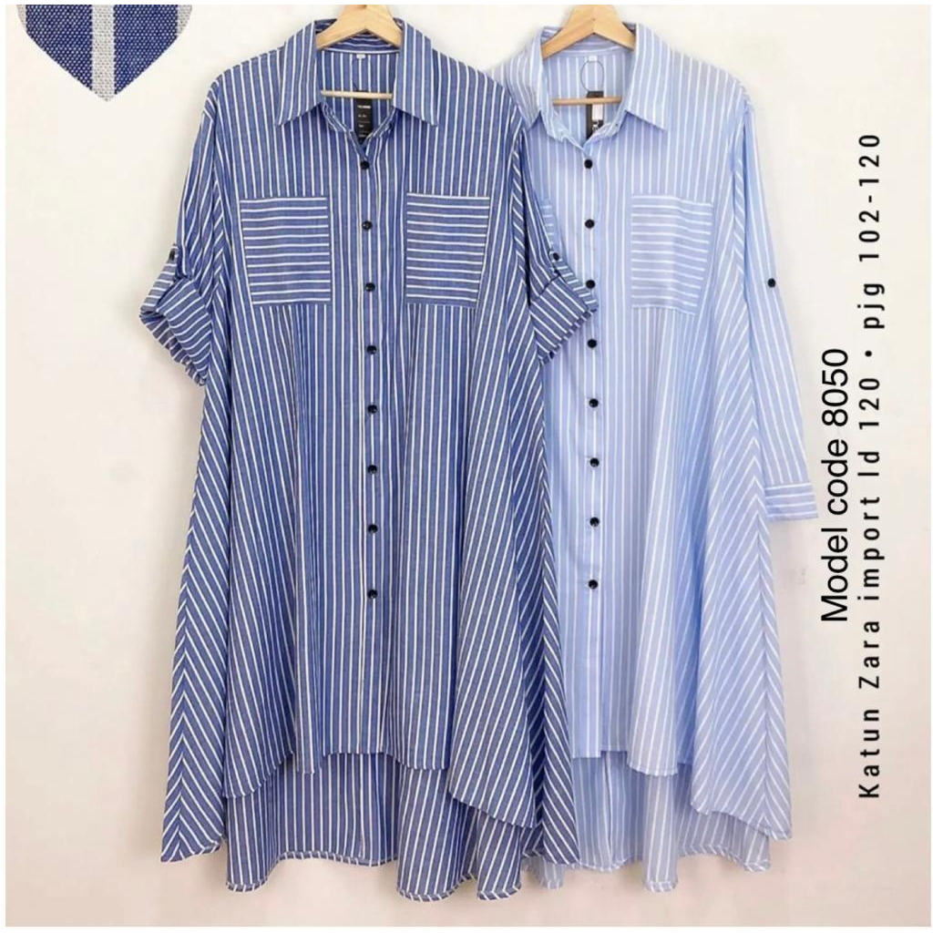 FMeight 8050 Midi Dress Jumbo Salur Katun Zara Import