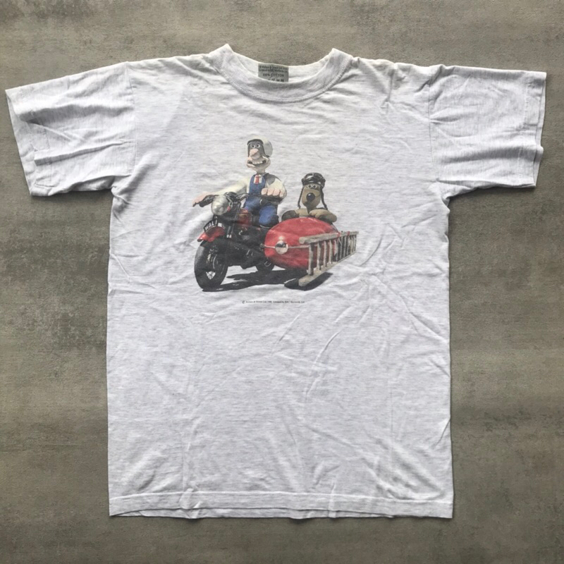 kaos vintage film animasi wallace & Gromit 1989 second