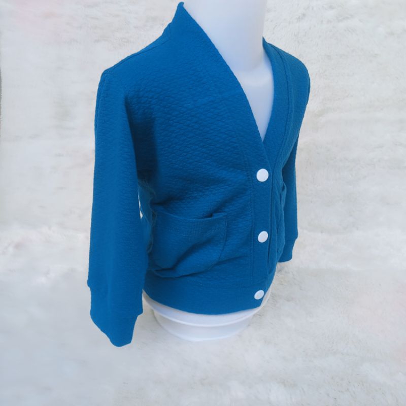 Cardigan Saku 1-4 Tahun Kardigan Anak Waffle knite Cardi Unisex Laki Laki Perempuan
