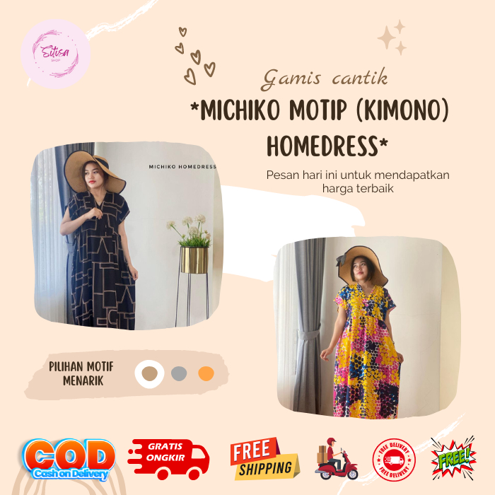 Ready Michiko Motip HomeDress motif kimono yang cantik dan memikat indah murah terbaru menarik canti