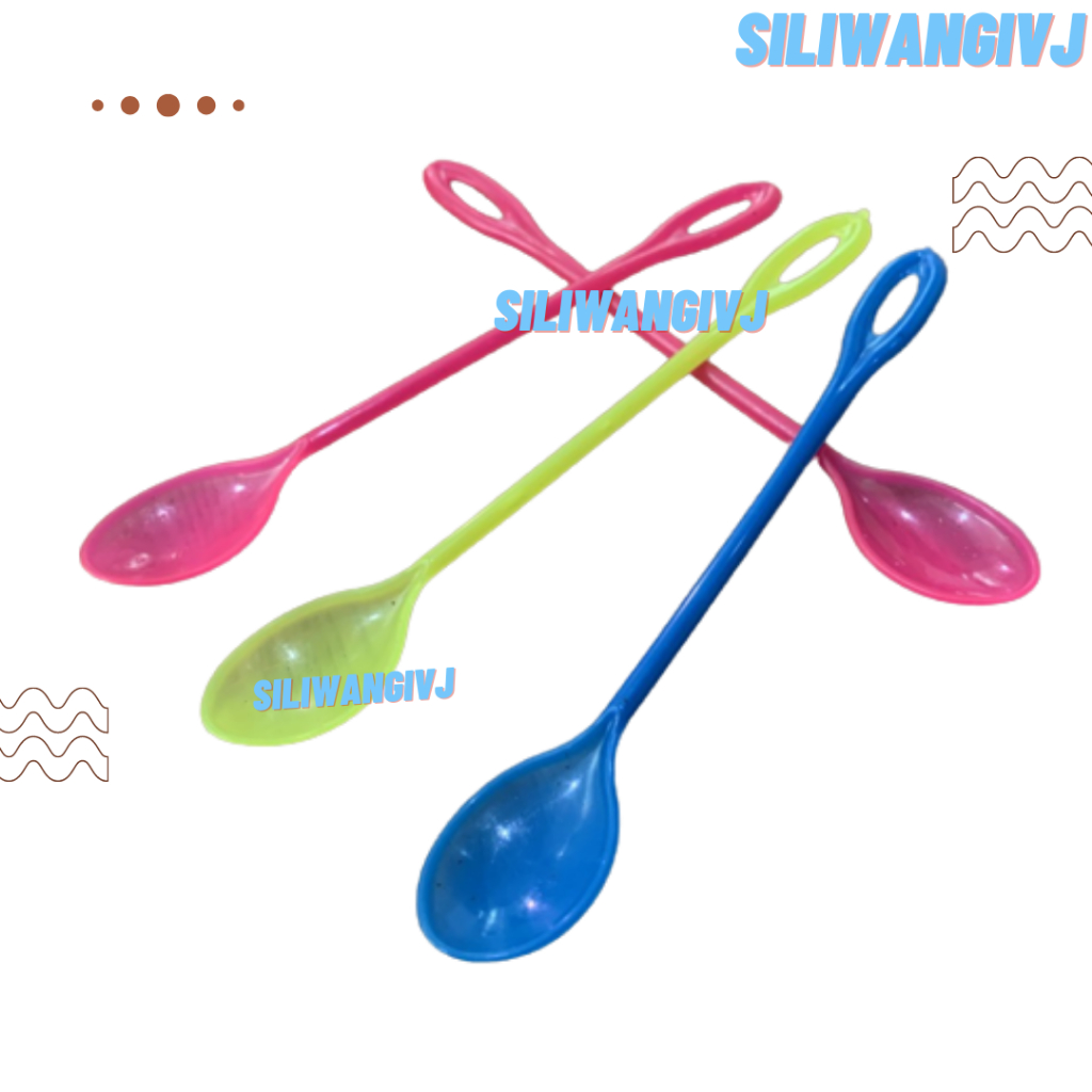 Sendok Teh Plastik Panjang / Sendok Makan Bayi / Sendok Takaran / Sendok Plastik Isi 12pcs
