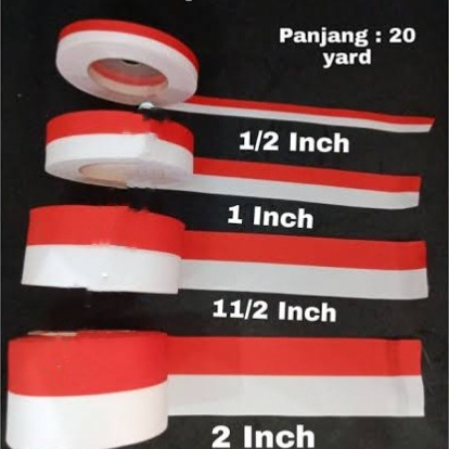 

Pita Satin Merah Putih Ukuran 2 inch/5cm per Roll pita bendera merah putih pita hias merah putih