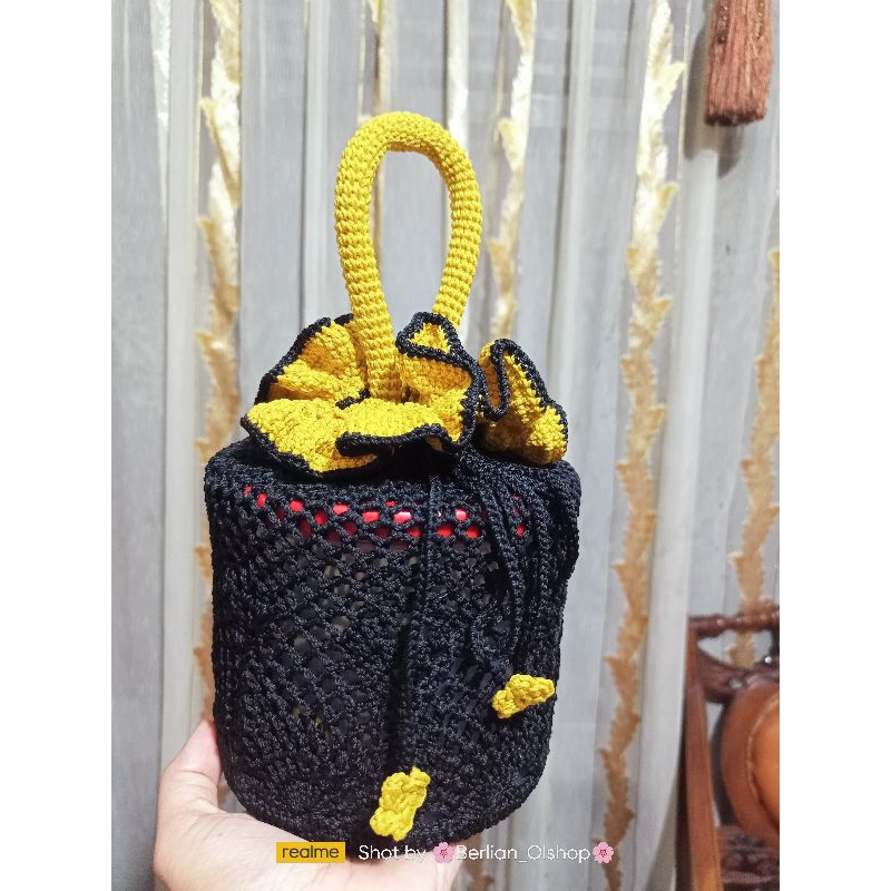 Tenong wadah beras tas rajut kondangan dan takziah