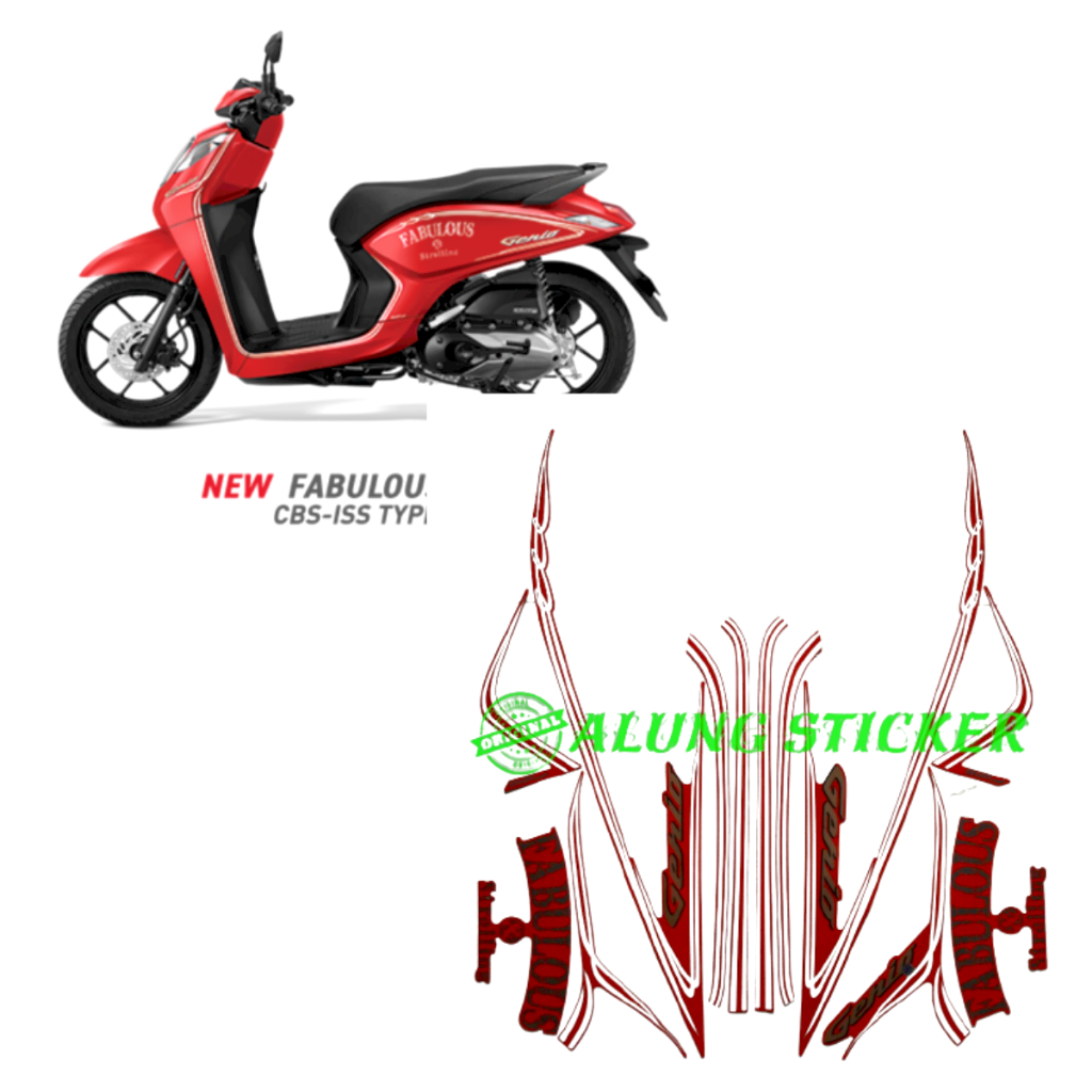 STIKER STRIPING MOTOR GENIO 110 2019 FABULOUS MERAH