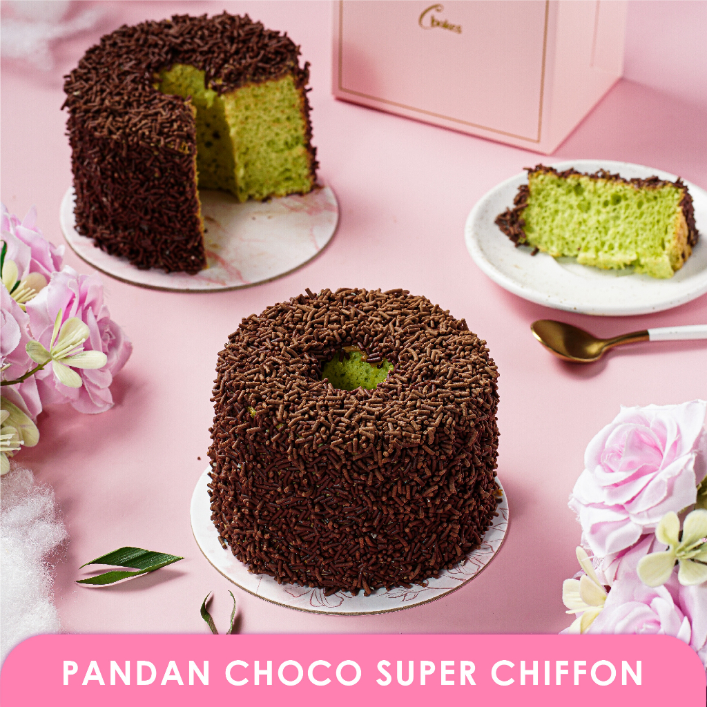 

C BAKES – Kue Bolu Chiffon Pandan Coklat Meses - Pandan Choco Super Chiffon Cake HALAL