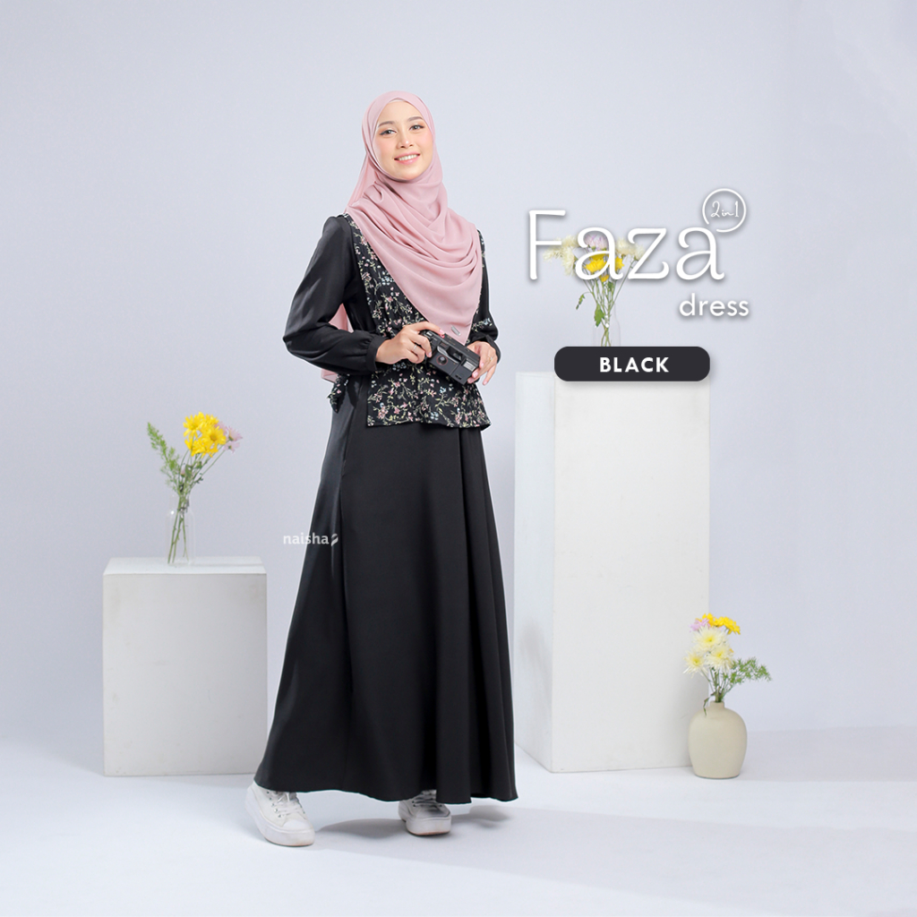 Faza dress 2in1 / Pakaian Muslim Wanita/Gamis Remaja /Gamis Syar'i By Naisha