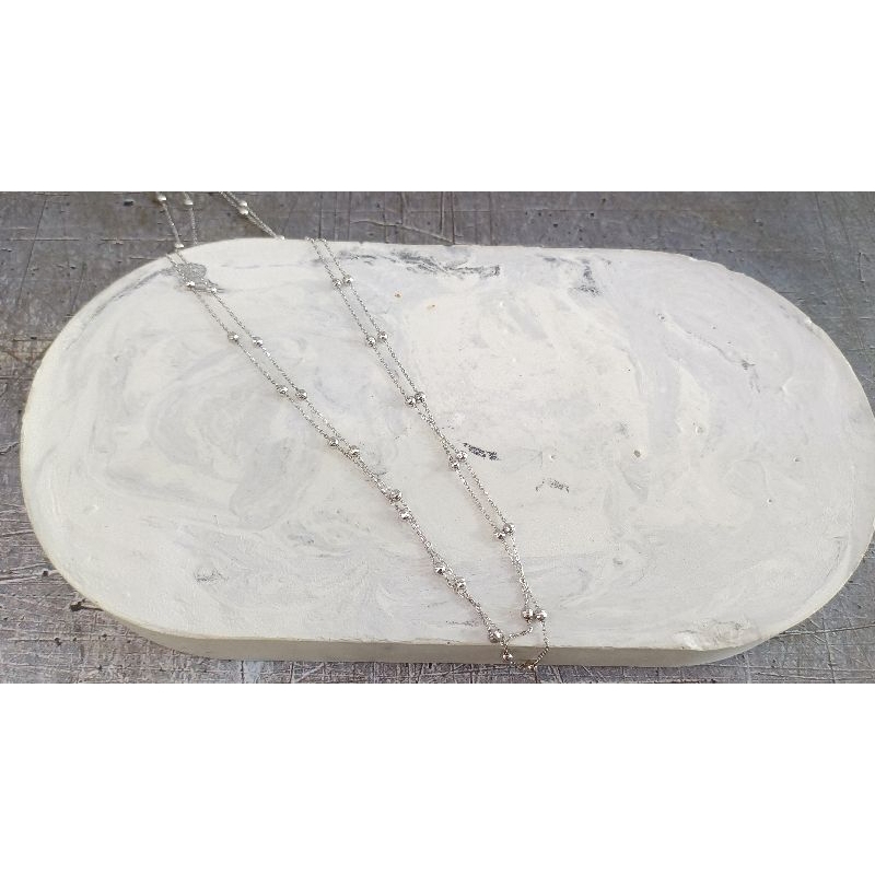 Kalung jedar 2 Layer emas putih asli 9K